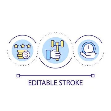 Auction event loop concept icon Illustrazione stock