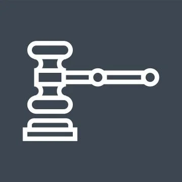 Auction Gavel Thin Line Vector Icon. Stock Illustration