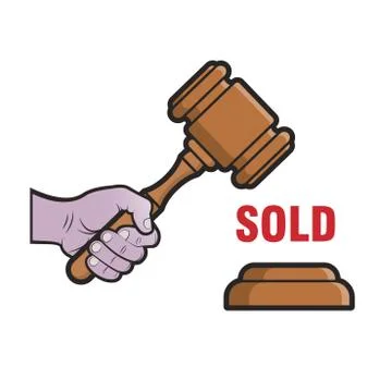 Auction hammer in color Stock Illustration