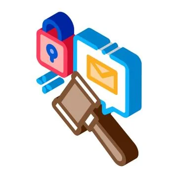Auction hammer isometric icon vector illustration Ilustración de archivo