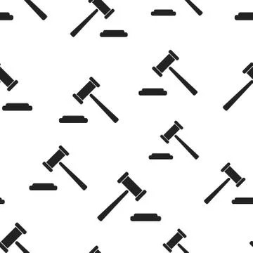 Auction hammer seamless pattern background. Business flat vector illustration Stock Illustration