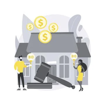 Auction house abstract concept vector illustration. Stock Illustration