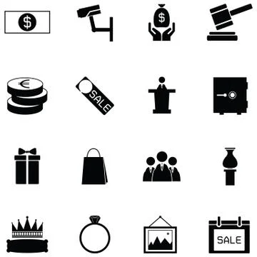 Auction icon set Stock Illustration