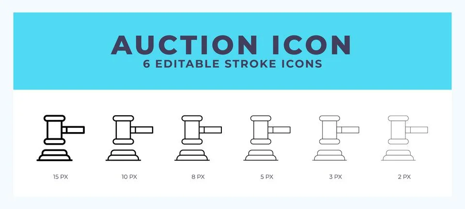 Auction icon in thin line. Bold line. Regular line. Editable stroke. Stock Illustration