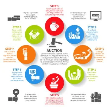Auction Infographic Set Stock Illustration