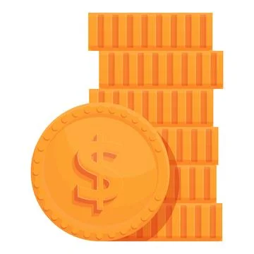 Auction money coin stack icon, cartoon style Stock Illustration