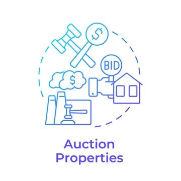 Auction properties blue gradient concept icon Stock Illustration
