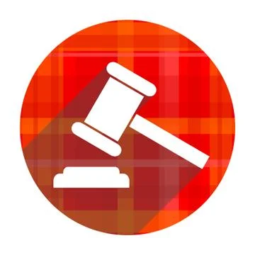 Auction red flat icon isolated. Illustrazione stock