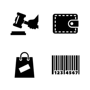 Auction. Simple Related Vector Icons Stock Illustration