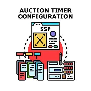 Auction timer configuration for programmatic advertising Stock Illustration