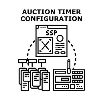 Auction timer configuration for programmatic advertising Stock Illustration