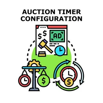 Auction timer optimizing bidding strategy and price configuration Stockillustratie