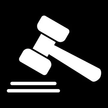 Auction vector icon. Black and white hammer illustration. Solid linear icon. Stock Illustration