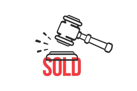 Auction vector symbol. Gavel making sound sold. Auction, sale concept. Stock Illustration