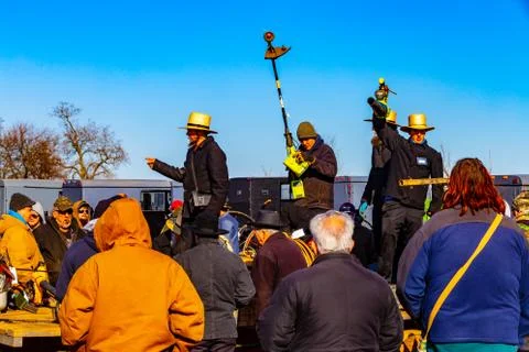 The Auctioneers at the Mud Sale Stock Photos