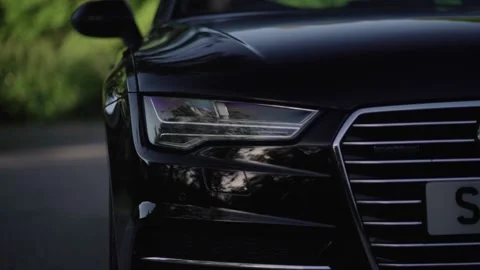 Audi A7 front lights 120fps Stock Footage 146044901