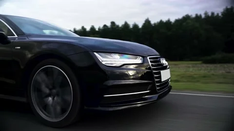 Audi A7 Road Driving Close up and low angle 4k Stock Footage 146044891