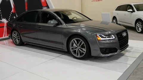 Audi A8 L sedan on display during the Miami International Auto Show Stock Footage 68720526