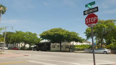 Audi A8 stops before stop sign Stock Footage 63280280