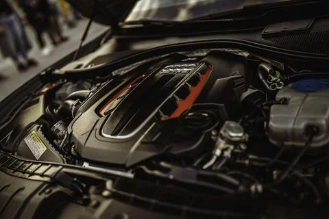 Audi car engine demonstrating performance and power Foto stock