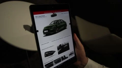 Audi Car Tablet in the Store Stock Footage 156612979