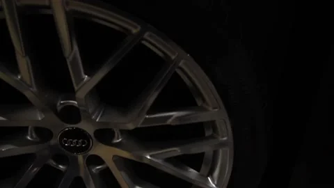 Audi Car Wheels on the Wall Store Stock Footage 156613212