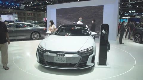 Audi e-tron GT car on display at Motor Expo 2022 event in Bangkok. Stock Footage 229591214
