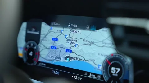 Audi navigation system in Spain - Slow Motion Stock Footage 173766330