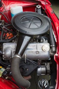 Audi oldtimer car engine Stock Photos