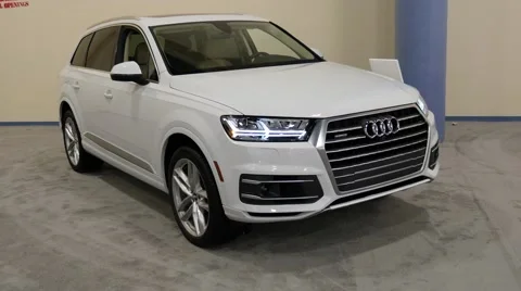 Audi Q7 crossover on display during the Miami International Auto Show Stock Footage 68720884