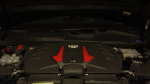 Audi QRS8 Car Working Engine Stock Footage 156611945
