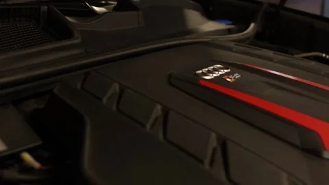 Audi QRS8 Car Working Engine Stock Footage 156612169