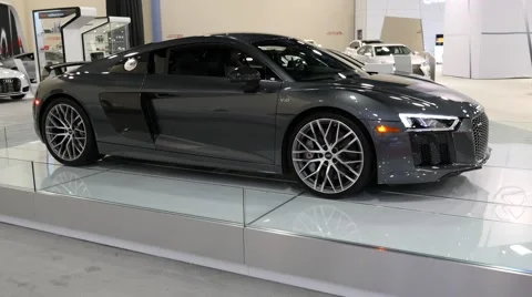Audi R8 V10 Plus coupe on display during the Miami International Auto Show Stock Footage 68726664