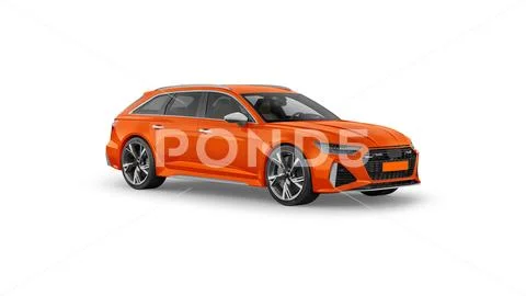 Audi RS6 Avant Car Mockup 45 Front Side View PSD Template
