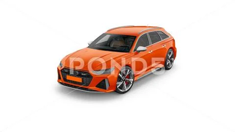Audi RS6 Avant Car Mockup 45 Front Side Top View PSD Template