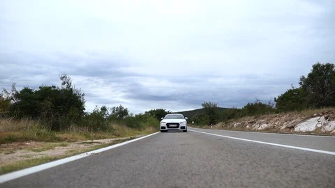 Audi TT drives towards Camera Video stock 124524407