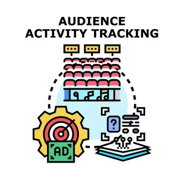 Audience activity tracking analyzing customer behavior data Stock Illustration