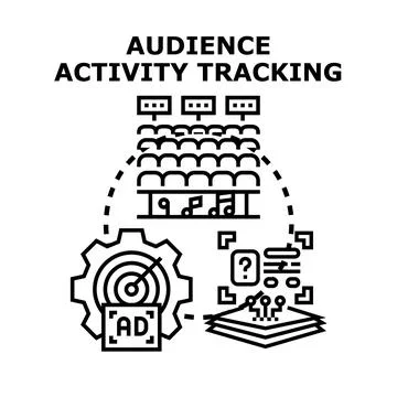 Audience activity tracking analyzing customer behavior data Stock Illustration