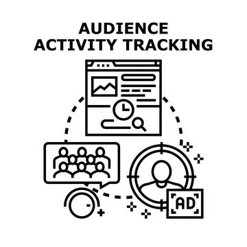 Audience activity tracking and data analysis concept 스톡 일러스트