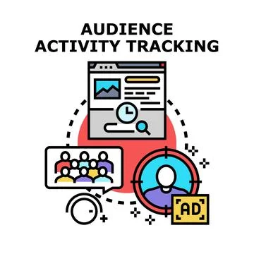 Audience activity tracking and data analysis concept Stock Illustration