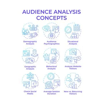 Audience analysis blue gradient concept icons Stock-Illustration