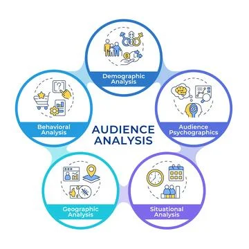 Audience analysis infographic circles flowchart 库存插图