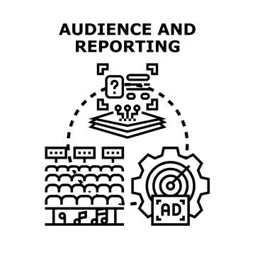 Audience and reporting, marketing strategy and advertising analysis Stock Illustration