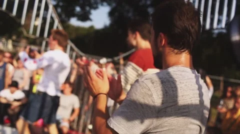 Audience applaud to young breakdancer on summer contest. Festival. Battle Stock Footage 62887127