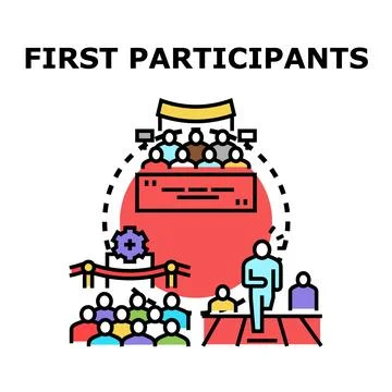 Audience attending conference event with starting participants Stock Illustration