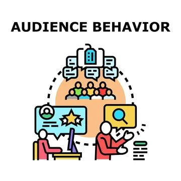 Audience behavior analysis gathering market feedback Stock Illustration