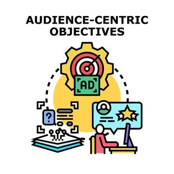 Audience centric objectives achieving marketing strategy success Stock Illustration
