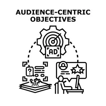 Audience centric objectives achieving marketing strategy success Stock Illustration