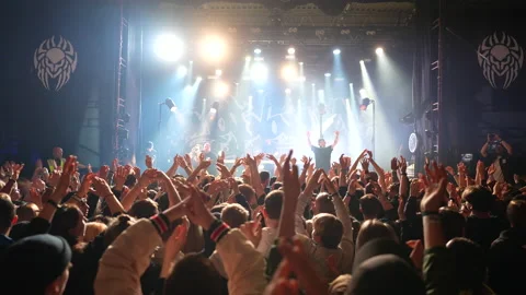 Audience clapping during a rock concert at Andenes, Northern Norway Video stock 236476213