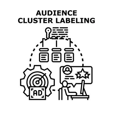 Audience cluster labeling and segmentation for marketing targeting Stock Illustration